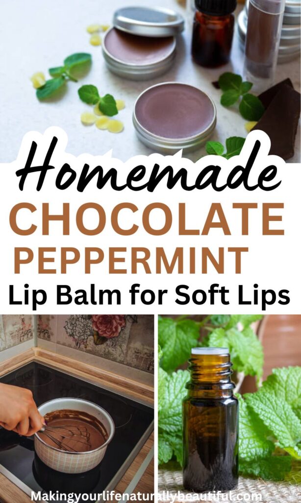 homemade chocolate and peppermint lip balm recipe.