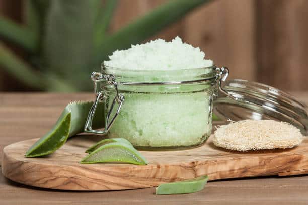 Aloe Vera scrub for strawberry legs