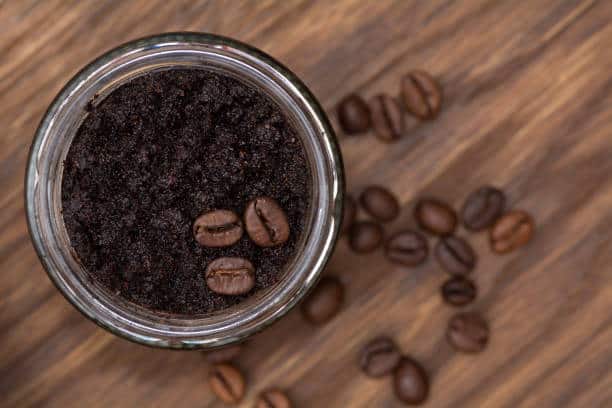 Homemade coffee scrub for strawberry legs