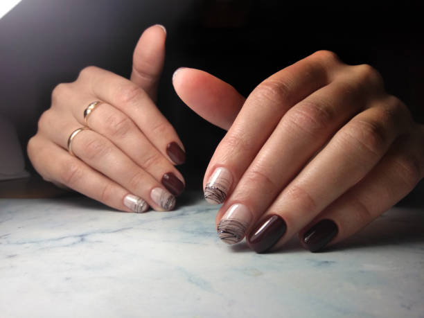 brown nail polish art