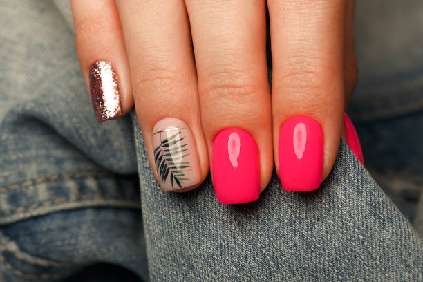 neon pink nail art