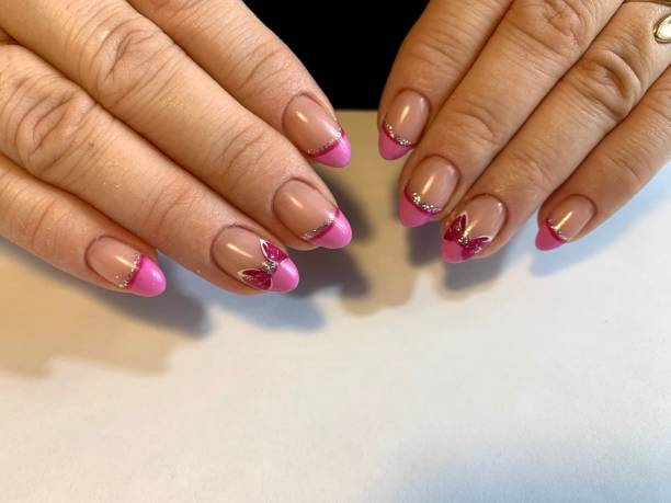 pink nail art