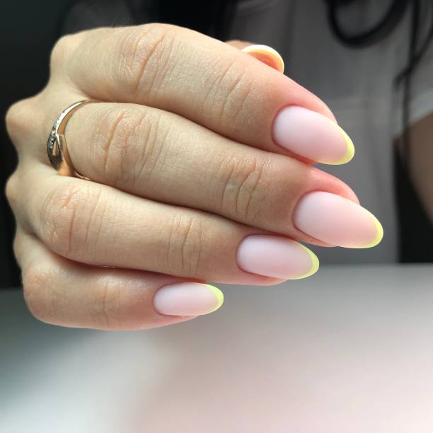yellow french manicure