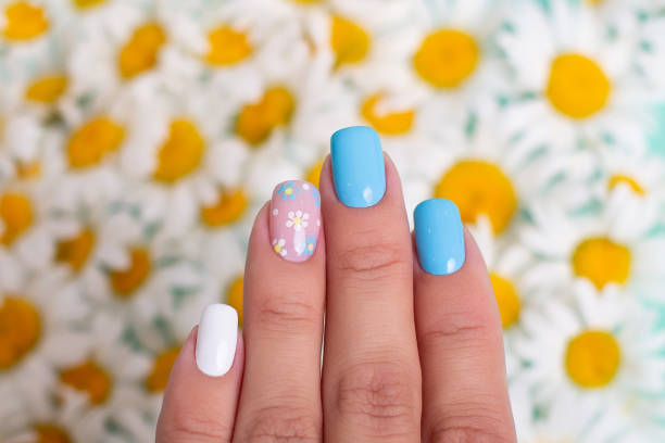 Baby blue summer nails