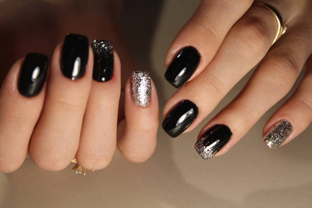 Nail with taupe dress