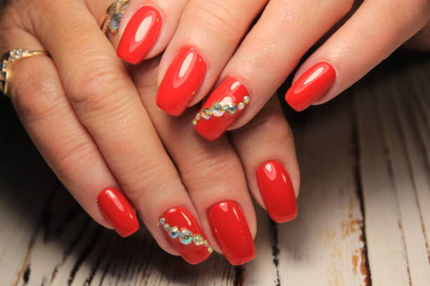 red nail design