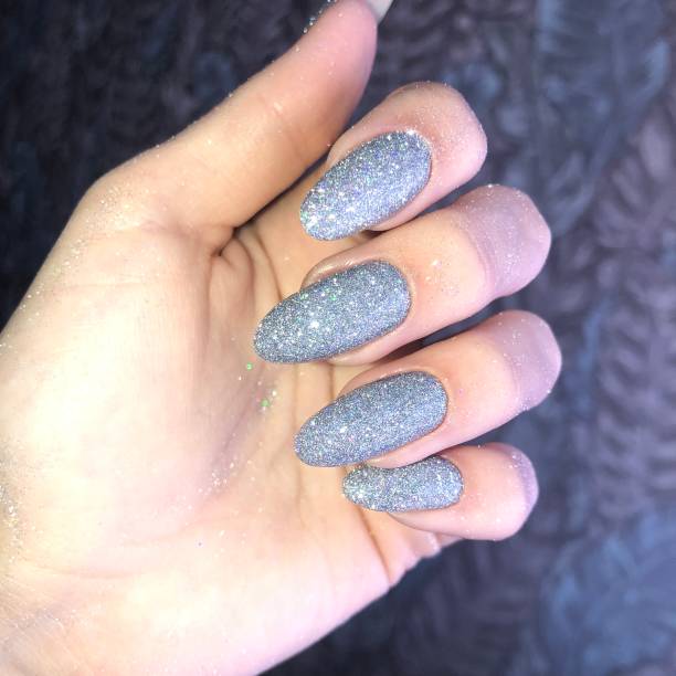 silver glitter nails