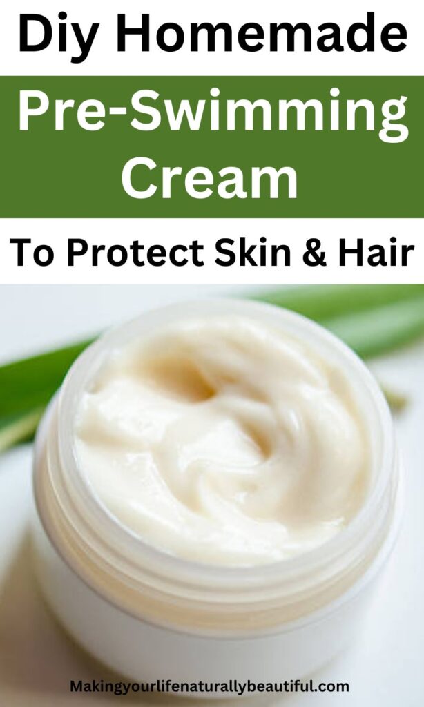 Homemade pre swimming cream for skin and hair.