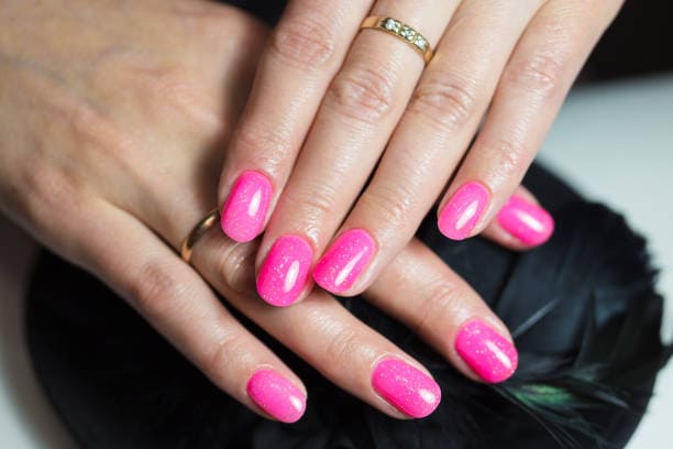 hot pink nail art