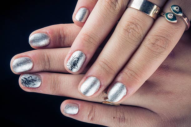 Nail idea with cobalt blue dress