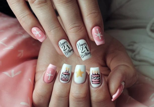 21st birthday nails