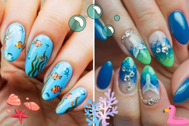 Aquamarine beach nails