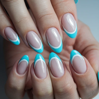 Blue French nails