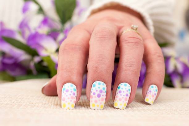 pastel polka dot nail designs