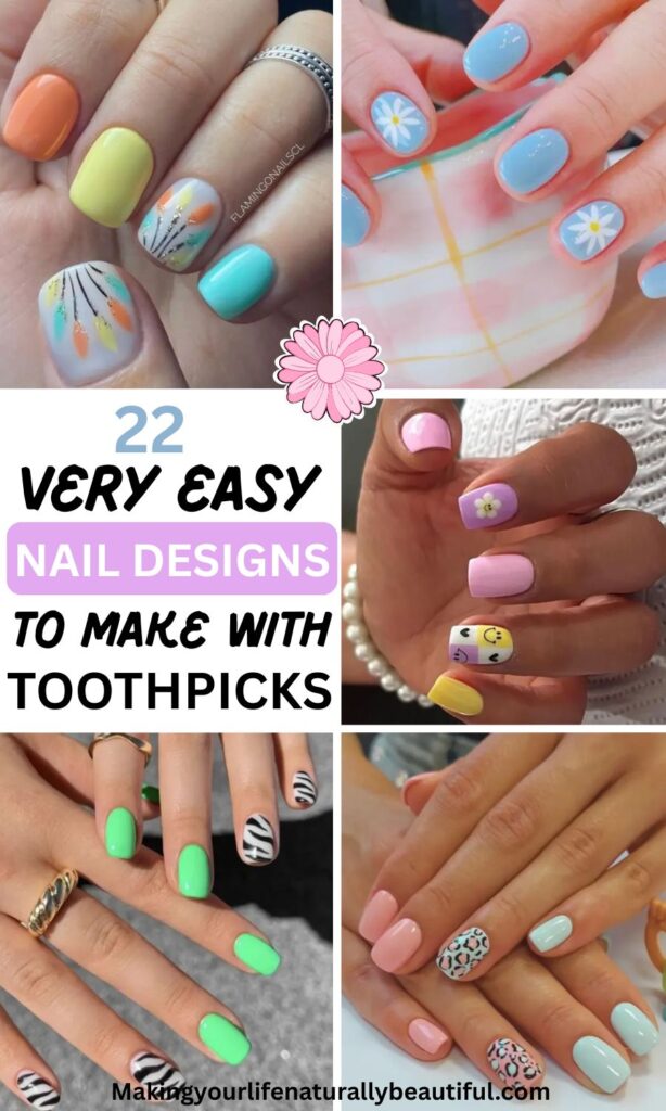 Easy nail designs to make with toothpicks.