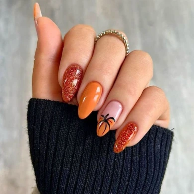 Pumpkin Thanksgiving nails