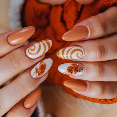 Leaf Thanksgiving nails