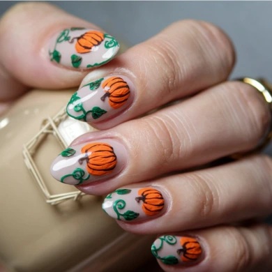 Pumpkin Thanksgiving nails