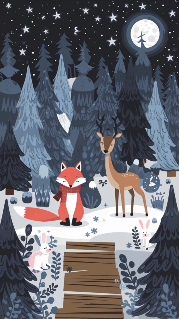 winter forest night wallpapers