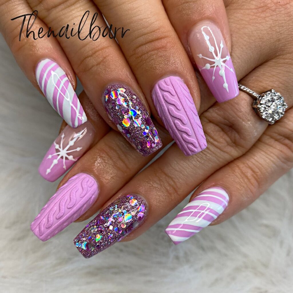 glittery sweater nails.
