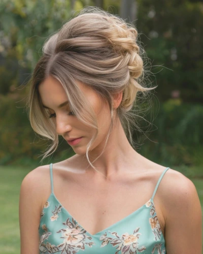 Bun hairstyles for spaghetti strap dress