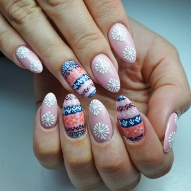 Snowflakes nail art designs
