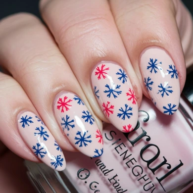 Snowflakes nail art designs