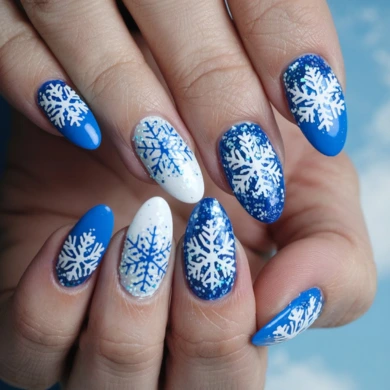 snowflakes nail designs