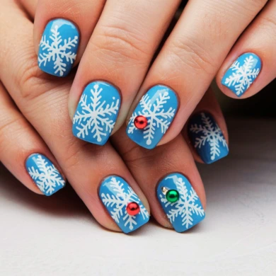 easy snowflakes nails