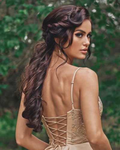 minimal hairstyles with spaghetti strap dress