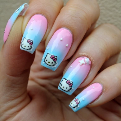 cute hello kitty nails