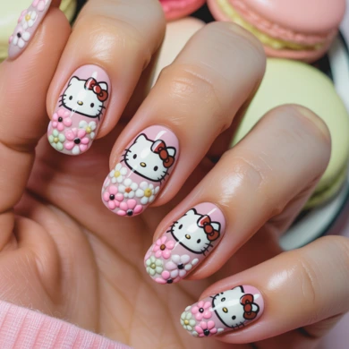 easy hello kitty nail designs