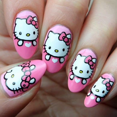 Hello kitty nail ideas
