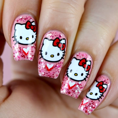 hello kitty nail art designs