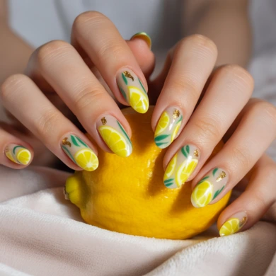 Simple lemon nail art designs