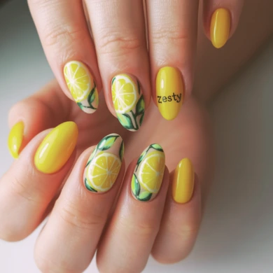 beautiful lemon nail art ideas