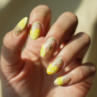 simple and easy lemon nail art