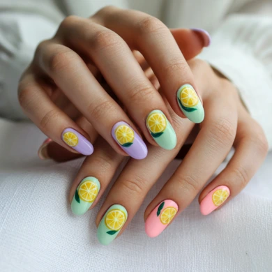 Cute lemon nail art designs