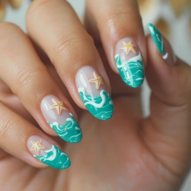 sea inspired nail art designs