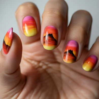 volcano inspired nails