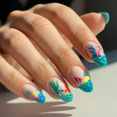 marine inspired nails