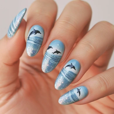 dolphins nail art designs
