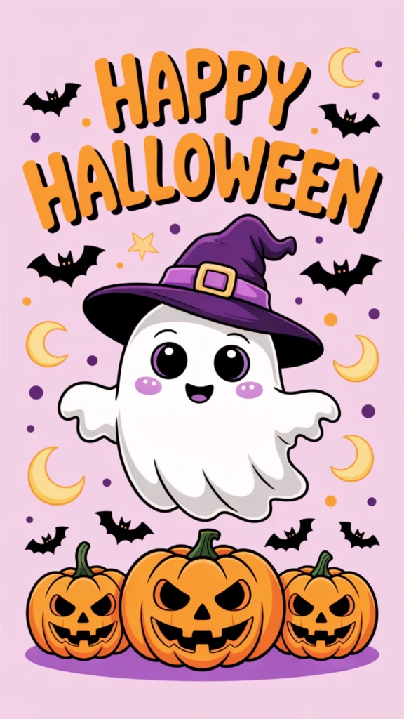 cute ghost Halloween wallpaper