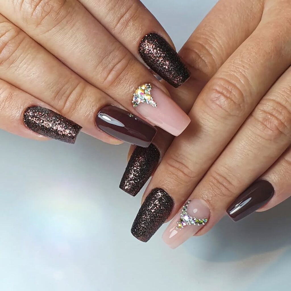 fancy brown nails.