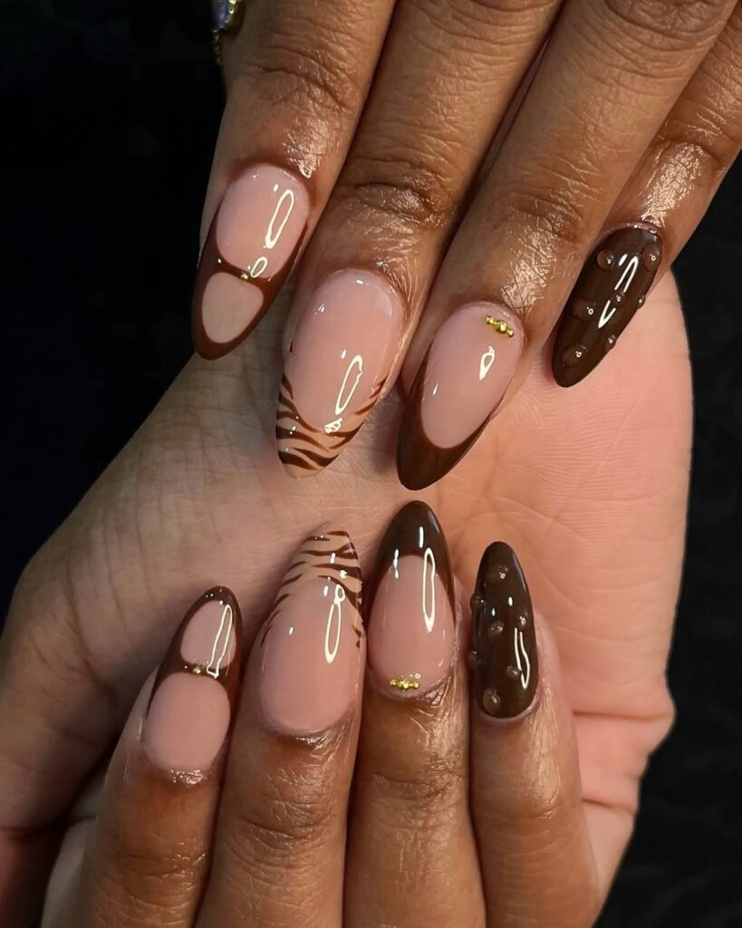 cute brown nails
