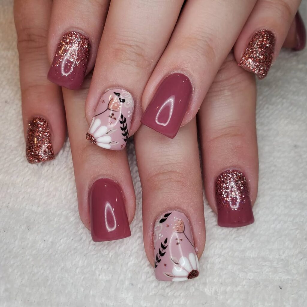 Pink fall nails