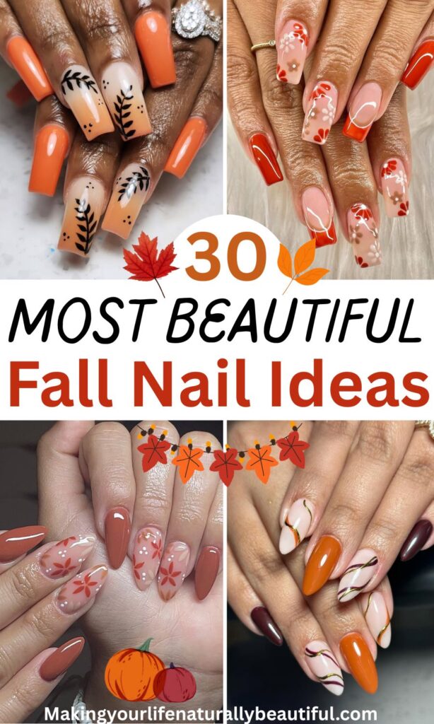 Fall inspired nail art designs.