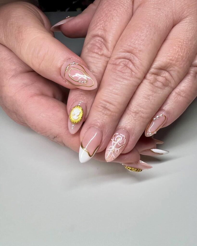 French tip Victorian nails.