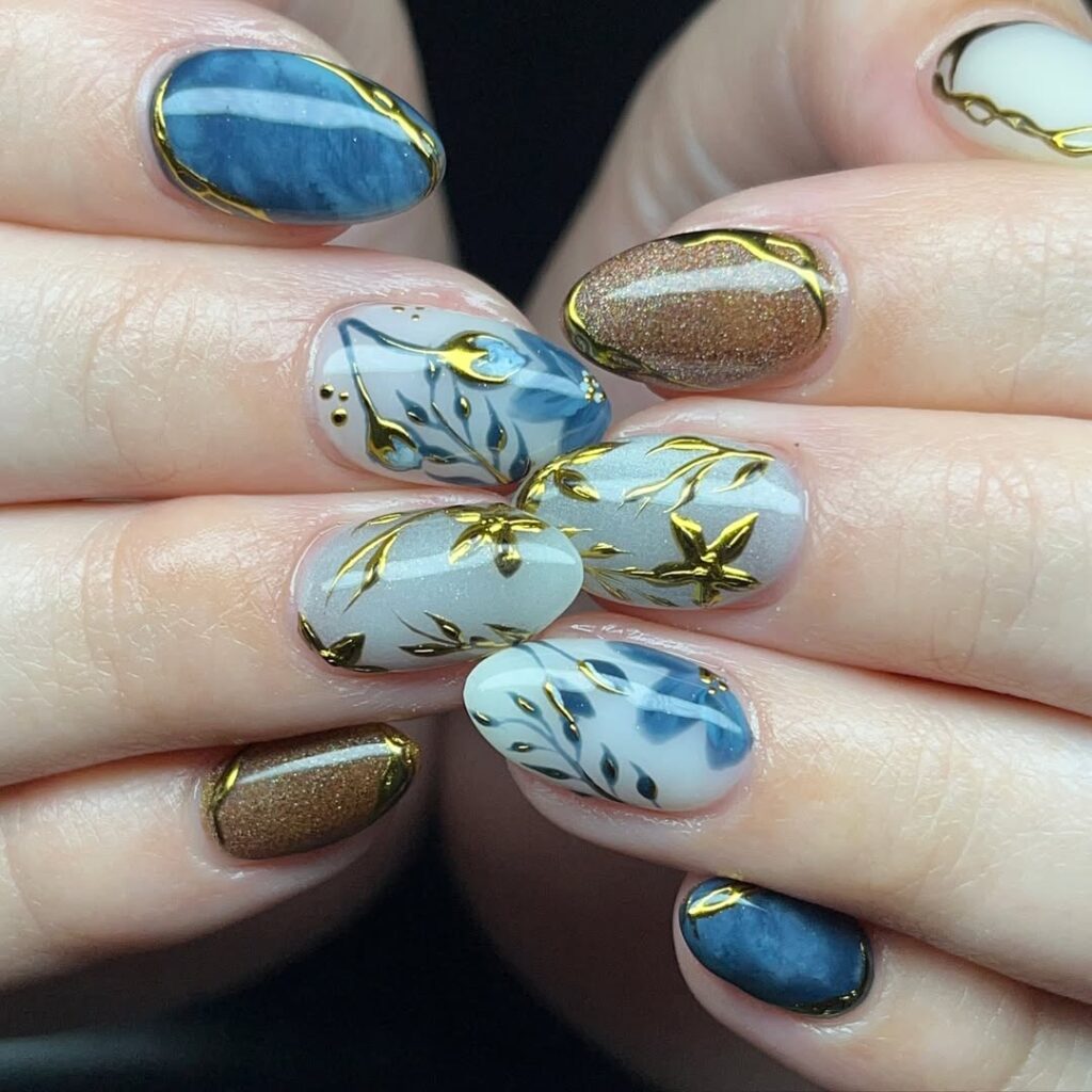 Blue Victorian nails.