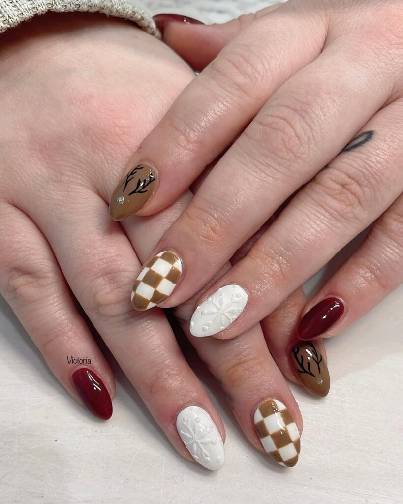 Brown winter nails